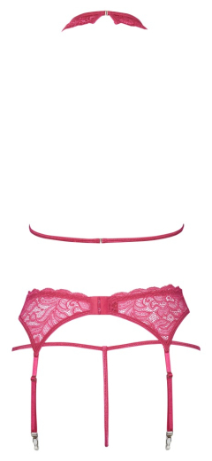 Nackenträger-BH Strapsgurt & String Spitze pink