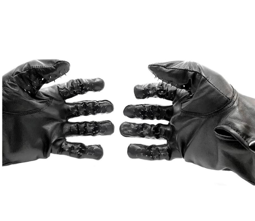 Nadelhandschuhe Leder large für Herren stimulieren mit vielen kleinen Dornen-Reizpunkten von BLACK LABEL kaufen