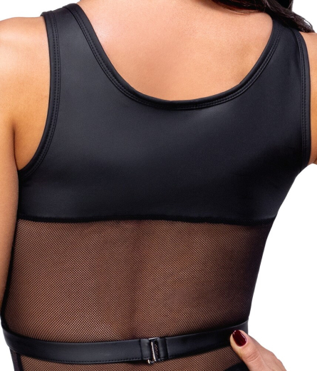 Netz-Minikleid & Riostring Mattlook sexy transparent mit ein- & aufgenähtem Brustharness von COTTELLI kaufen