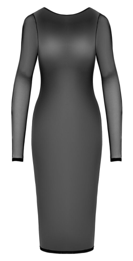 Netzkleid langarm m. Reissverschluss & Zierketten elastisch & transparent m. Ausschnitt hinten von COTTELLI kaufen