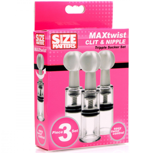 Vakuum Nippel Klitoris Sauger Max Twist 3-Stück kraftvolles Sauger-Set mit Drehmechanismus von SIZE MATTERS kaufen