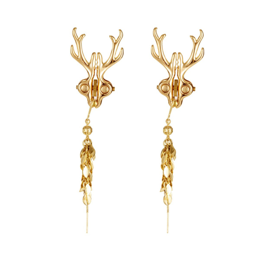 Pinces à tétons réglables avec pendentif cerf doré avec chaînette décorative en forme de tête de cerf acheter