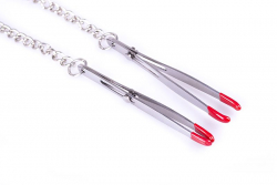 Nippelklemmen Pinzette m. Schieber Edelstahl