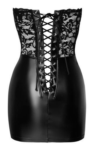 Noir Corsagen-Minikleid Spitze & Wetlook hinten geschnürt F300 von NOR günstig kaufen