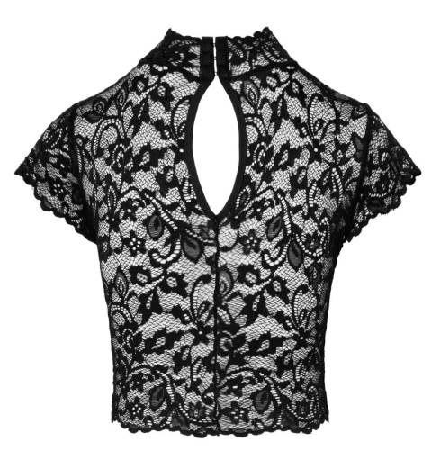 Noir Handmade Spitzentop kurzarm m. Stehkragen transparent bauchfrei von NOIR günstig kaufen