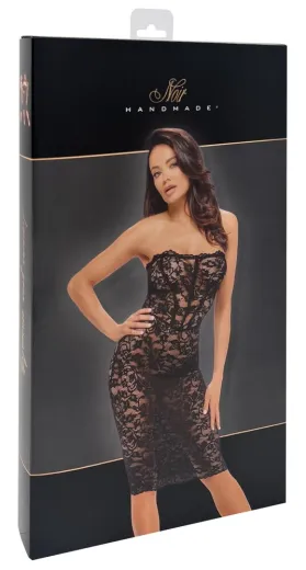 Noir Kleid trägerlos m. Schnürung Spitze knielang im Corsagen-Stil F301 Spitzenkleid von NOIR HANDMADE günstig kaufen