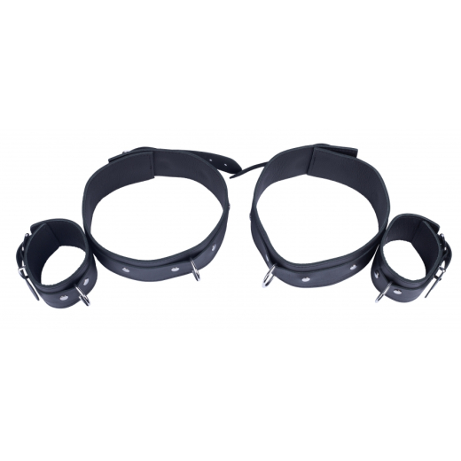 Oberschenkel-Fussgelenk Fesselkombination Leder mit Schnallen einstellbar mit D-Ringen von THE RED kaufen