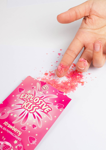 Oralsex Pulver Popping Candies Erdbeere Kristalle aus Zucker mit Kohlendioxid für explosive Oralsex-Erlebnisse kaufen