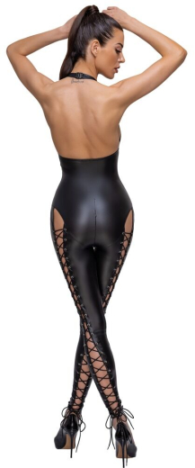 Overall m. Nackenträger & Beinschnürungen Mattlook mit 2-Wege Reissverschluss im Schritt von COTTELLI PARTY kaufen