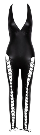 Overall m. Nackenträger & Beinschnürungen Mattlook mit 2-Wege Zip im Schritt & Clip-Verschluss im Nacken kaufen