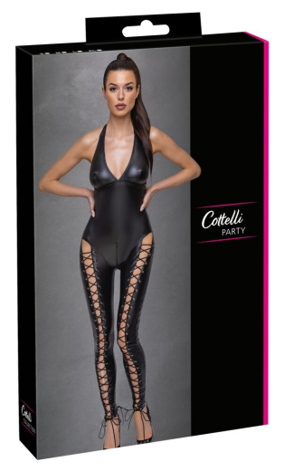 Overall m. Nackenträger & Beinschnürungen Mattlook elastisch Clip-Verschluss im Nacken von COTTELLI PARTY günstig kaufen