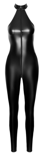Jumpsuit w. Zipper Wetlook & Rhinestones