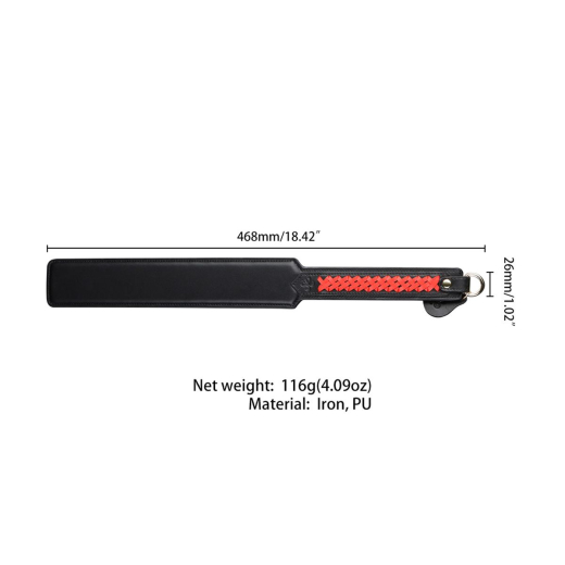 Paddle w. braided Handle PU-Leather black-red with Metal Core reinforced Spanking-Paddle with beautiful Design buy