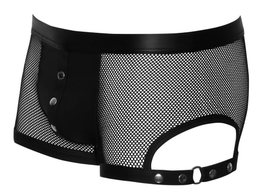 Pants w. Snaps Fishnet & Mattlook black-transparent with adjustable Thigh-Straps opaque Bag by SVENJOYMENT buy cheap