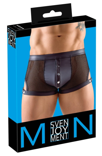 Pants w. Snaps Fishnet & Mattlook transparent adjustable Thigh-Straps opaque Bag with Snap-Buttons by SVENJOYMENT buy