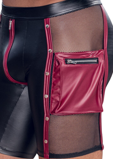 Pants w. Chains & Fishnet Mattlook up to XXL w. Zipper @Bag Side Inserts & red Contrast Stripes by NEK buy cheap