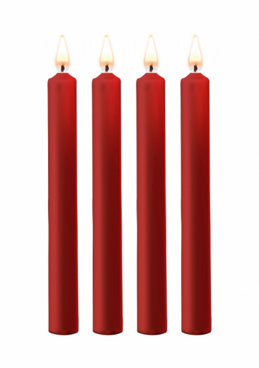 Set di 4 candele a goccia in paraffina 18 cm rosso