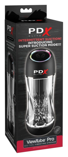 PDX Elite ViewTube Pro Suction Stroker w. Vibration 10 Suction- & 10 Vibro Modes TPE Sleeve by PIPEDREAM buy