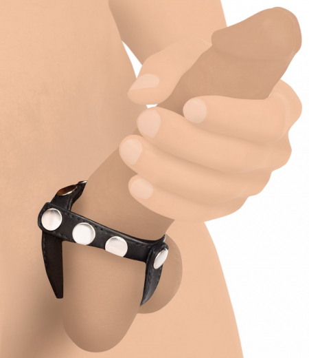 Penis-Hoden Harness Leder schwarz