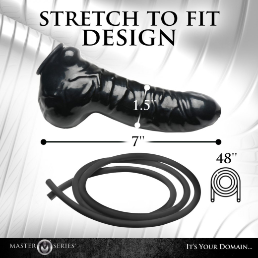 Cock-Balls Sheath w. Hose Guzzler elastic realistic Latex Sleeve w. Silicone Hose for Watersports-Games buy
