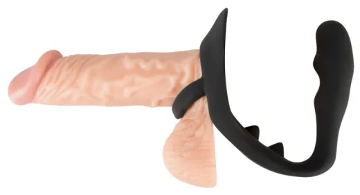 Penis-Hodenring m. Anal Plug Black Velvets Silikon