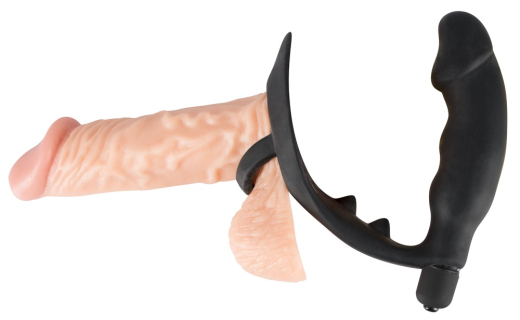 Anneau pénis-testicule avec Vibro-Plug Black Velvets Silicone