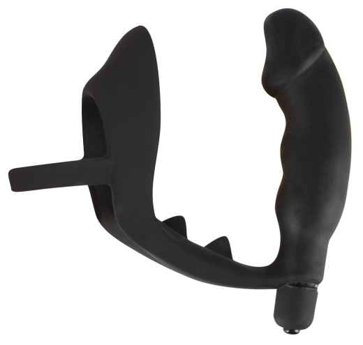 Penis-Hodenring m. Vibro-Plug Black Velvets Silikon