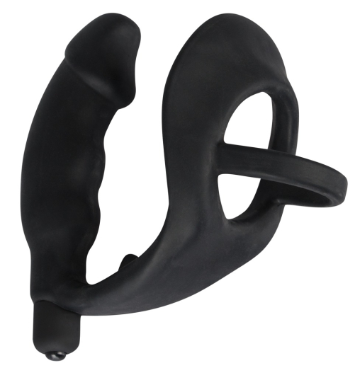 Penis-Hodenring m. Vibro-Plug Black Velvets Silikon