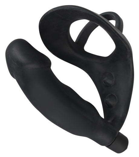 Penis-Hodenring m. Vibro-Plug Black Velvets Silikon