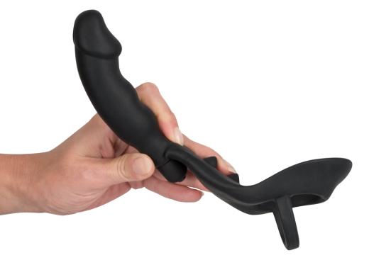 Penis-Hodenring m. Vibro-Plug Black Velvets Silikon