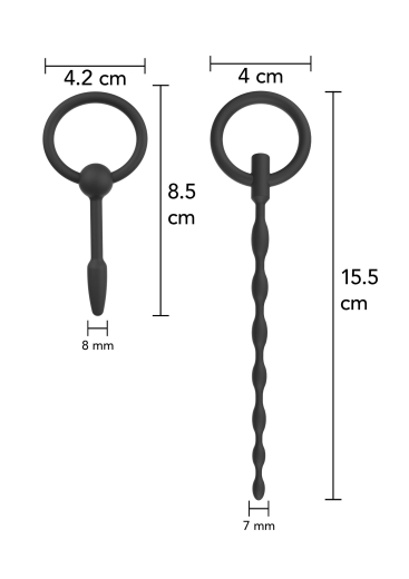 Penis Plug Set 7mm & 8mm Silikon Dilator-Duo 1x gewellt 1x konisch flexible Harnröhrenstecker von HIDDEN DESIRE kaufen