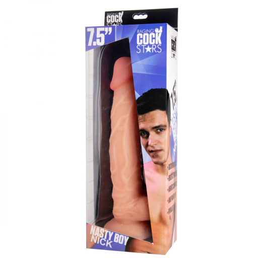 Penis Dildo w. Suction Base Nasty Boy Nick slim realistic strong veined Pornstar Penis TPE buy cheap