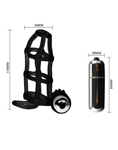 Penis Sheath w. Grid Structure & Vibration Sweet Cage TPE stretchable with Testicle-Ring & strong Bullet-Vibe buy cheap
