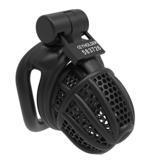 Penis-Cage w. integrated Lock Combia ABS black 4 different Diameter Cock Rings lightweight Plastic by COCKLOCK buy