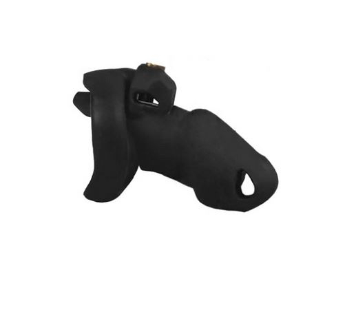 Peniskäfig Silikon 10.5x3.5cm Flexy M schwarz mit 4 Basis-Ringen & internem Schloss von COCKLOCK günstig kaufen