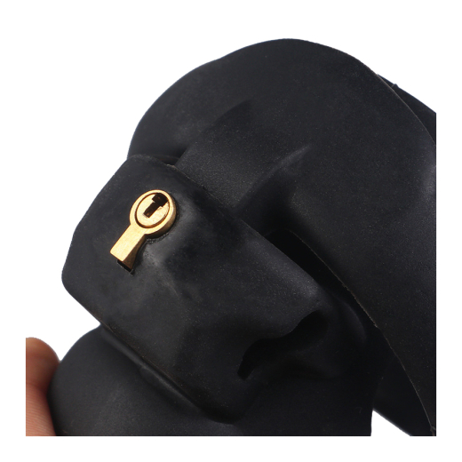 Peniskäfig Silikon 9x3.5cm Flexy S schwarz mit vier gebogenen Basis-Ringen & internem Schloss günstig kaufen