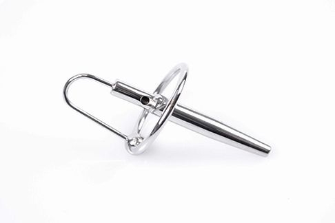 Penis Plug hollow 8mm w. Glans Ring 28mm Stainless Steel rounded Tip conical Urethral Plug movable Penis-Head-Ring buy