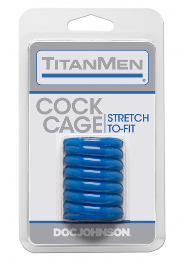 Penis Ring flexible TitanMen Cock Cage blue