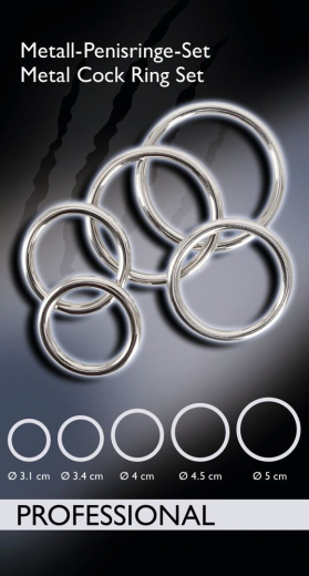 Penis Rings 5-Pc-Set Carbon Steel