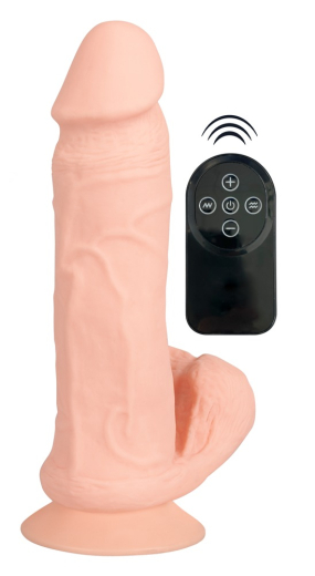 Penisvibrator biegsam m. Fernbedienung & Hoden Nature Skin