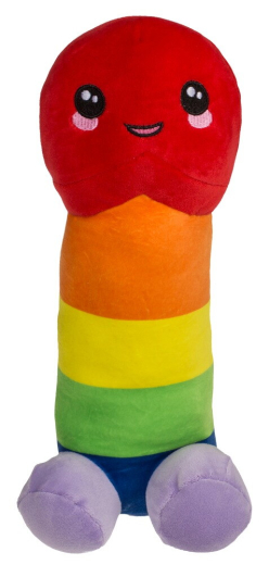 Plüsch Penis Regenbogen 30cm Knuddel-Penis zum Kuscheln 30cm grosser Penis mit Augen & Mund kaufen