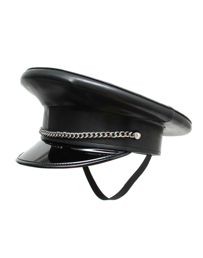 Polizeimütze m. Zierkette Kunstleder