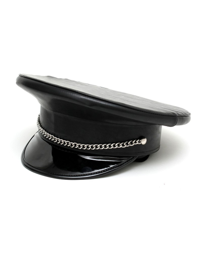 Polizeimütze m. Zierkette Kunstleder