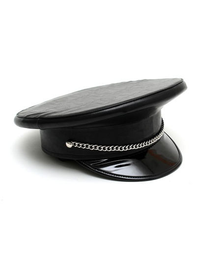 Polizeimütze m. Zierkette Kunstleder