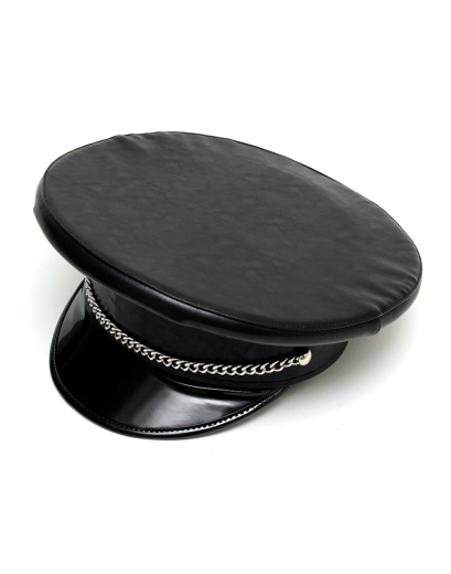 Polizeimütze m. Zierkette Kunstleder