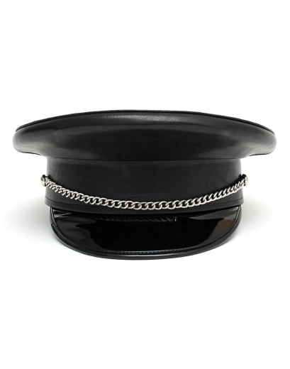 Polizeimütze m. Zierkette Kunstleder