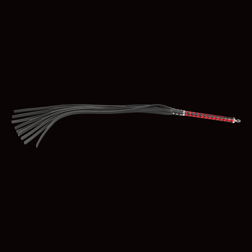 Premium Flogger Whip long Bala Muchi hard red-black exquisite BDSM Tool w. stiff & heavy Leather Tails buy