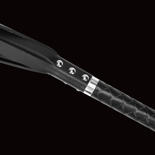 Premium Flogger Whip long Bala Muchi hard black exquisite handcrafted w. stiff & heavy Leather Tails by RISE buy cheap