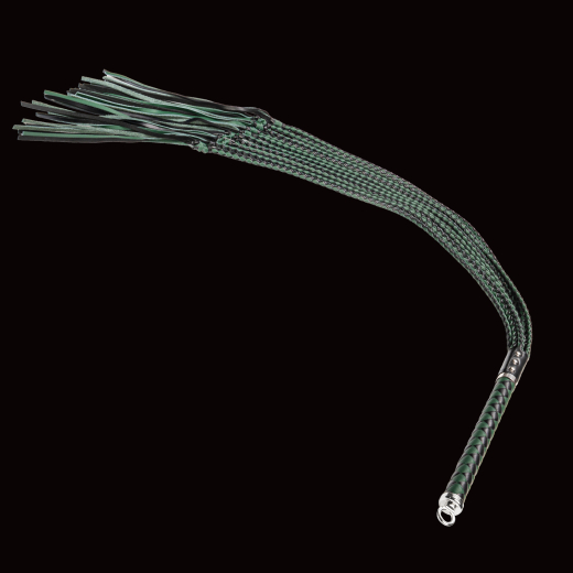 Premium Flogger Whip RISE Cat-o-Nine green-black w. Metal-Loop @Handle-End exquisite Craftmanship by RISE buy