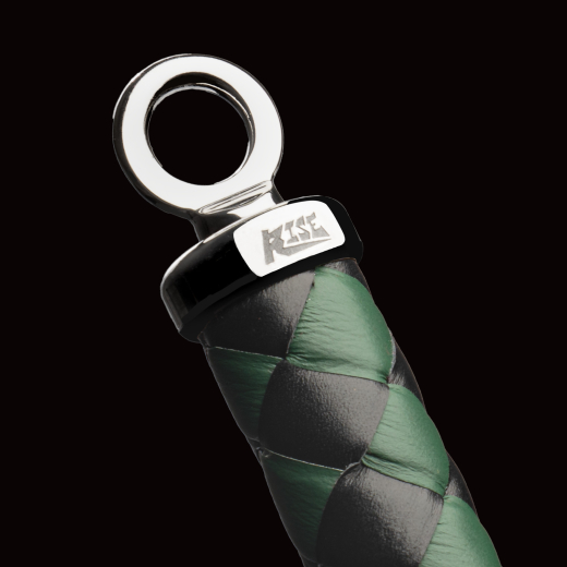 Premium Flogger Whip RISE Cat-o-Nine green-black braided with Metal-Loop @Handle-End by RISE buy